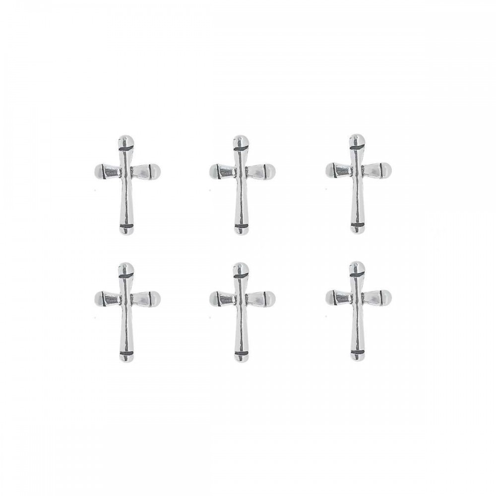 3800254 - Pendiente mini de plata con forma de cruz redonda, pack de 3 pares