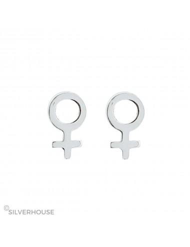 Pendientes de plata mini símbolo femenino, 3 P